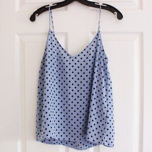 Equipment Layla Printed Silk Camisole Cami Top Blue Polka Dot